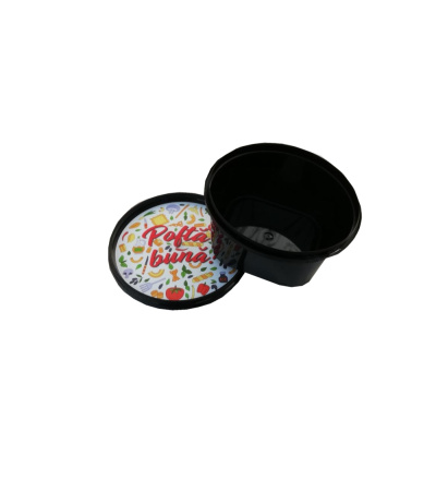 Bol negru ciorba din PP cu capac(sigiliu), 100buc/set